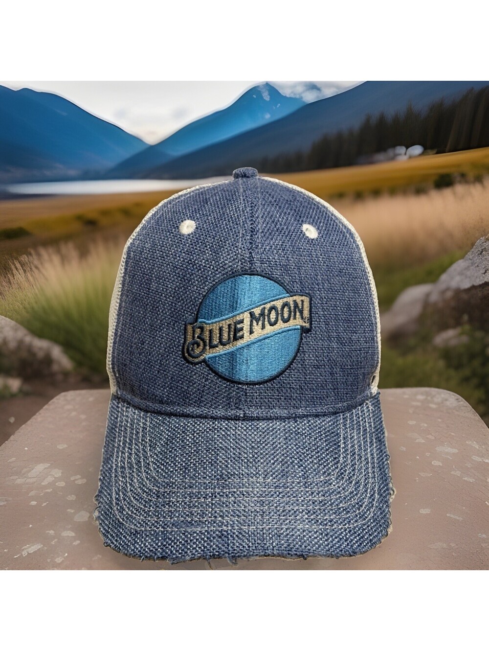 Blue Moon Belgian Style Wheat Ale Unfiltered Orange Peel Brew Baseball Cap